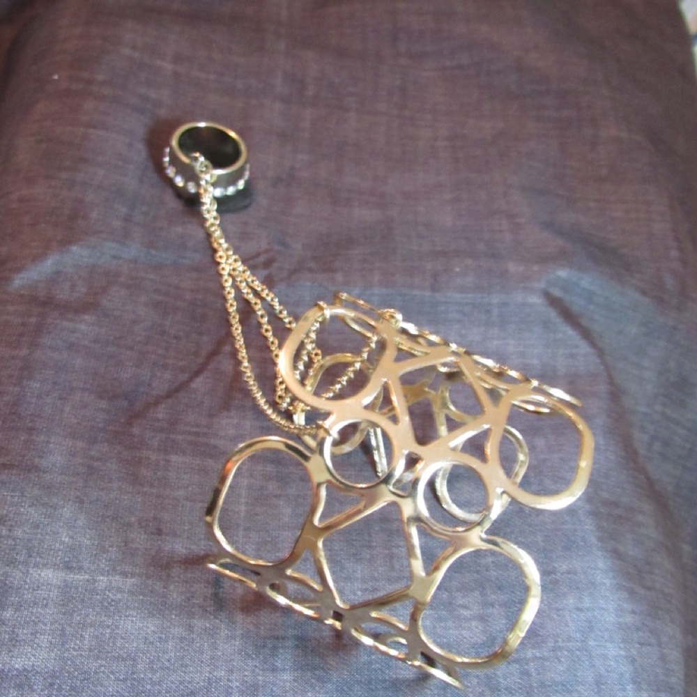 Beautiful Gold Cuff with attached Ring